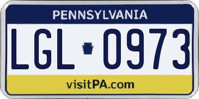 PA license plate LGL0973
