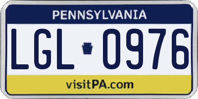 PA license plate LGL0976