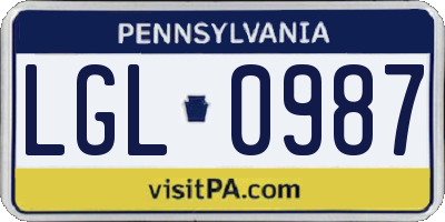 PA license plate LGL0987