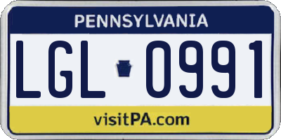 PA license plate LGL0991