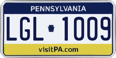 PA license plate LGL1009