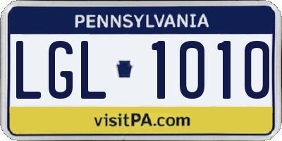 PA license plate LGL1010