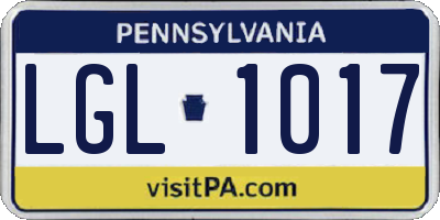 PA license plate LGL1017