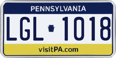 PA license plate LGL1018