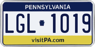 PA license plate LGL1019