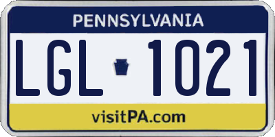 PA license plate LGL1021