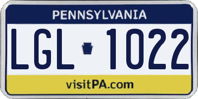 PA license plate LGL1022