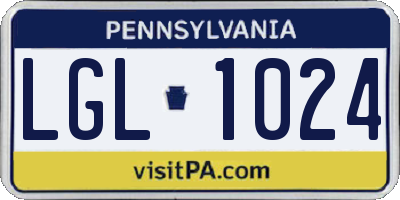 PA license plate LGL1024