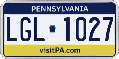 PA license plate LGL1027