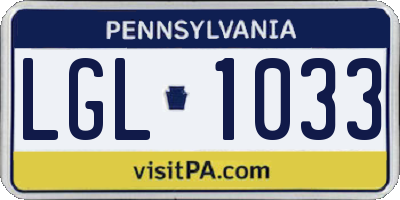PA license plate LGL1033