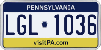 PA license plate LGL1036