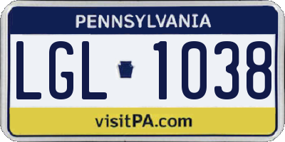 PA license plate LGL1038