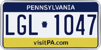 PA license plate LGL1047