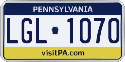 PA license plate LGL1070