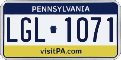 PA license plate LGL1071