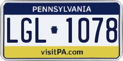 PA license plate LGL1078