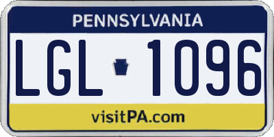 PA license plate LGL1096