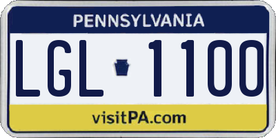 PA license plate LGL1100
