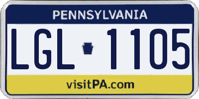 PA license plate LGL1105