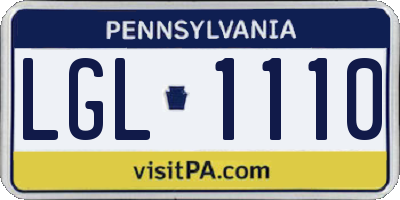 PA license plate LGL1110