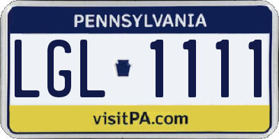 PA license plate LGL1111