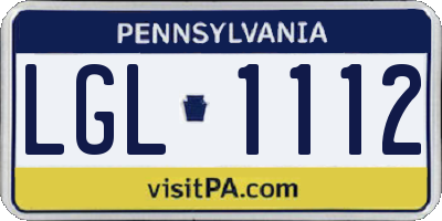 PA license plate LGL1112