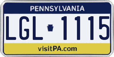 PA license plate LGL1115