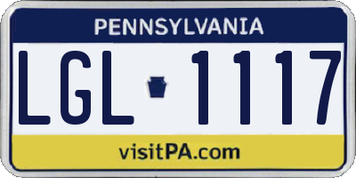 PA license plate LGL1117