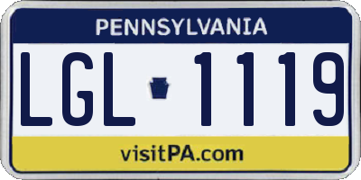 PA license plate LGL1119