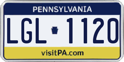 PA license plate LGL1120