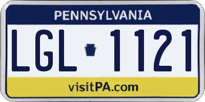 PA license plate LGL1121
