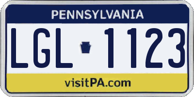 PA license plate LGL1123