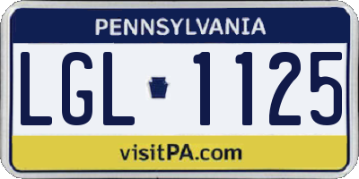 PA license plate LGL1125