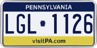 PA license plate LGL1126