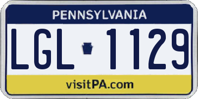 PA license plate LGL1129