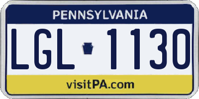PA license plate LGL1130
