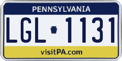 PA license plate LGL1131
