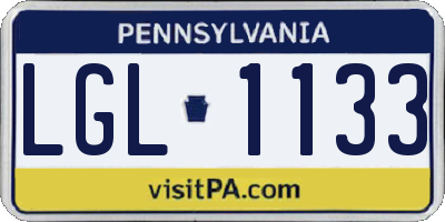 PA license plate LGL1133