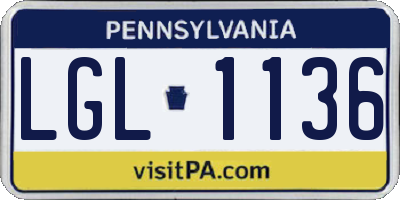 PA license plate LGL1136