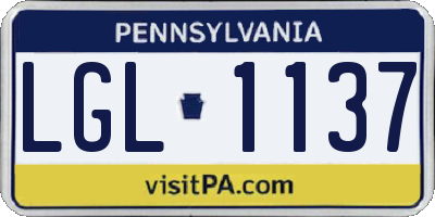 PA license plate LGL1137
