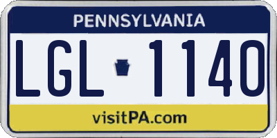 PA license plate LGL1140