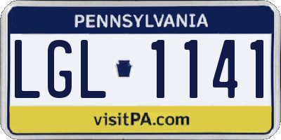 PA license plate LGL1141