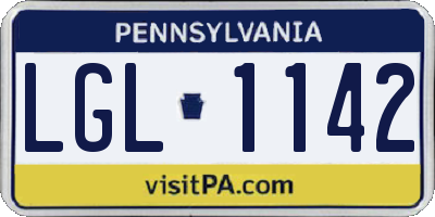 PA license plate LGL1142