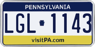 PA license plate LGL1143