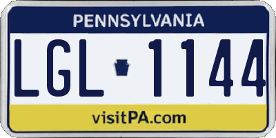 PA license plate LGL1144
