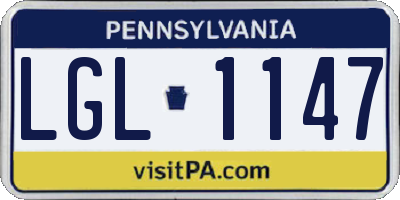 PA license plate LGL1147