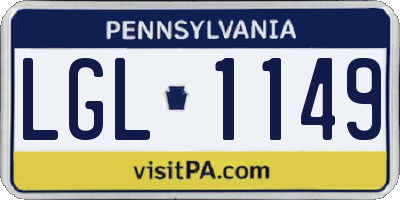 PA license plate LGL1149