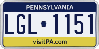 PA license plate LGL1151