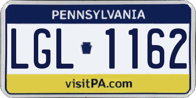 PA license plate LGL1162