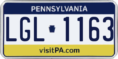 PA license plate LGL1163